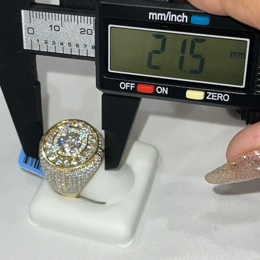 VS D Clarity GRA Certified Mens Iced out Ring 14k Gold Vermeil Lab Grown Diamond - Picture 13 of 13